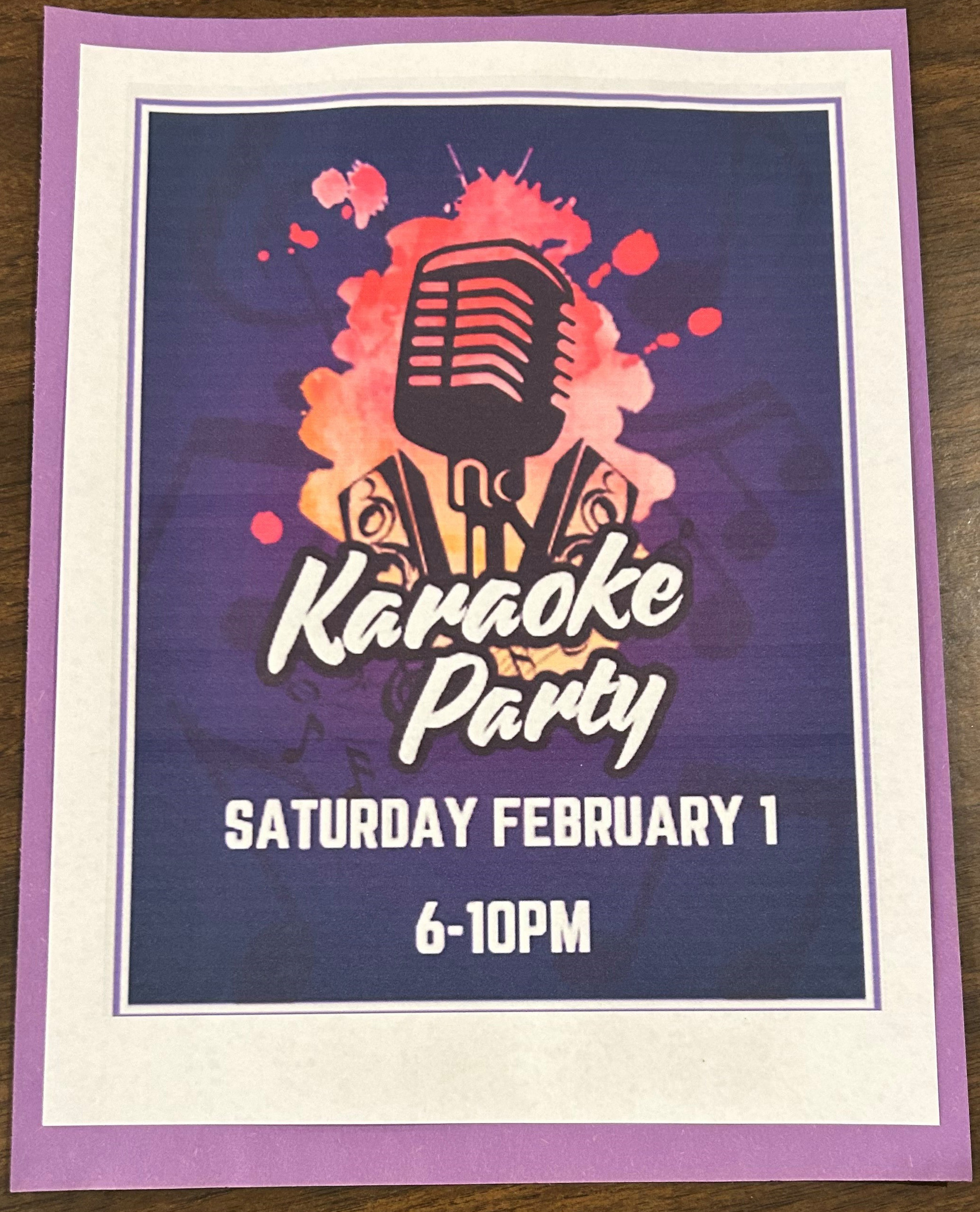 Karaoke Party Sat Feb 1, 2025 6-10pm